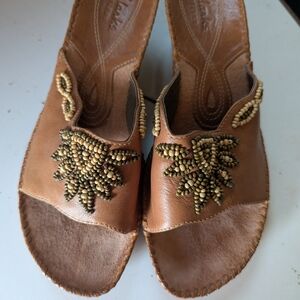 Clarks Tan Beaded Women's Sandals
